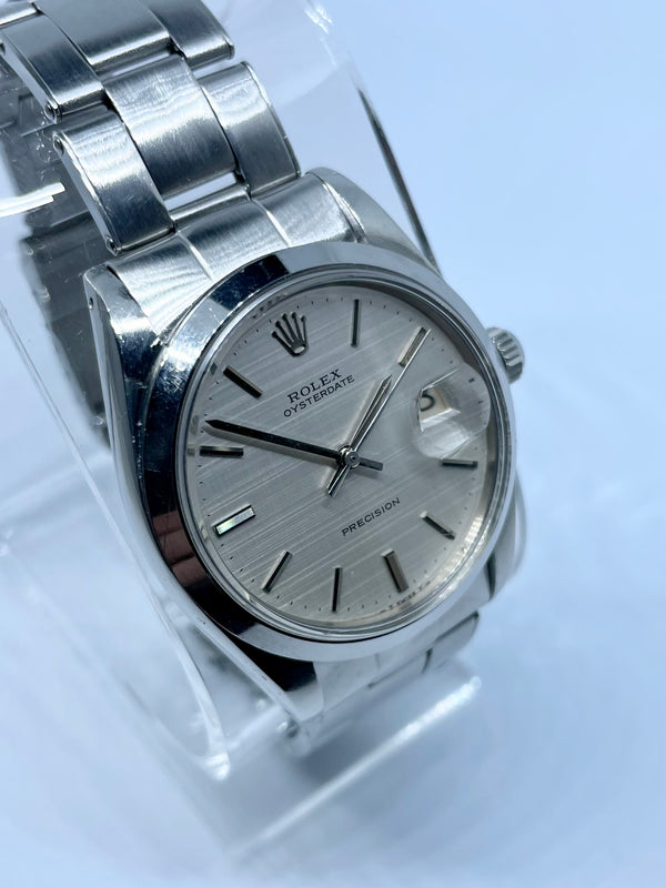 Rolex Rolex 6694 Rare Linen Dial Stainless Steel Oysterdate with Box & Serviced Vintage 1971