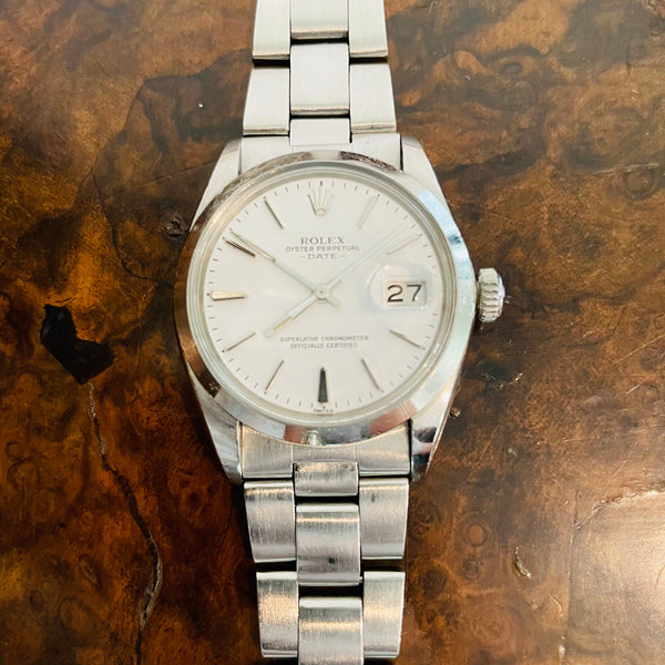 Rolex 1500 Oyster Perpetual Date Serviced with Box White Dial Vintage 1969